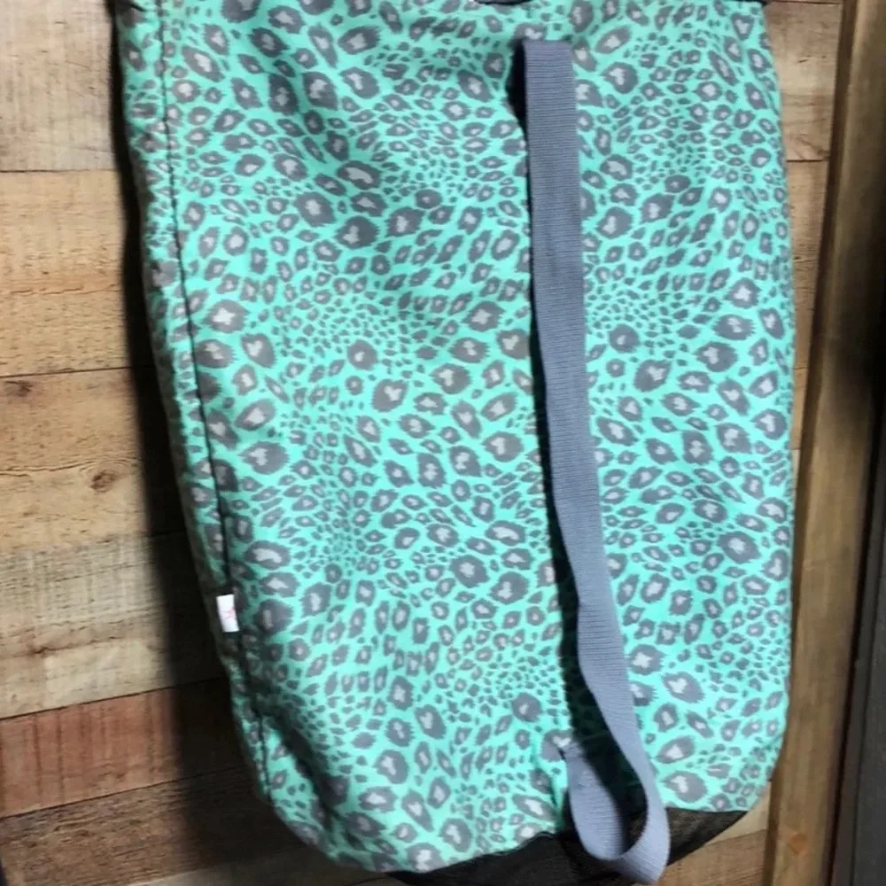 VERY RARE Victoria's Secret PINK Seafoam Dorm Green Leopard Print Laundry Bag